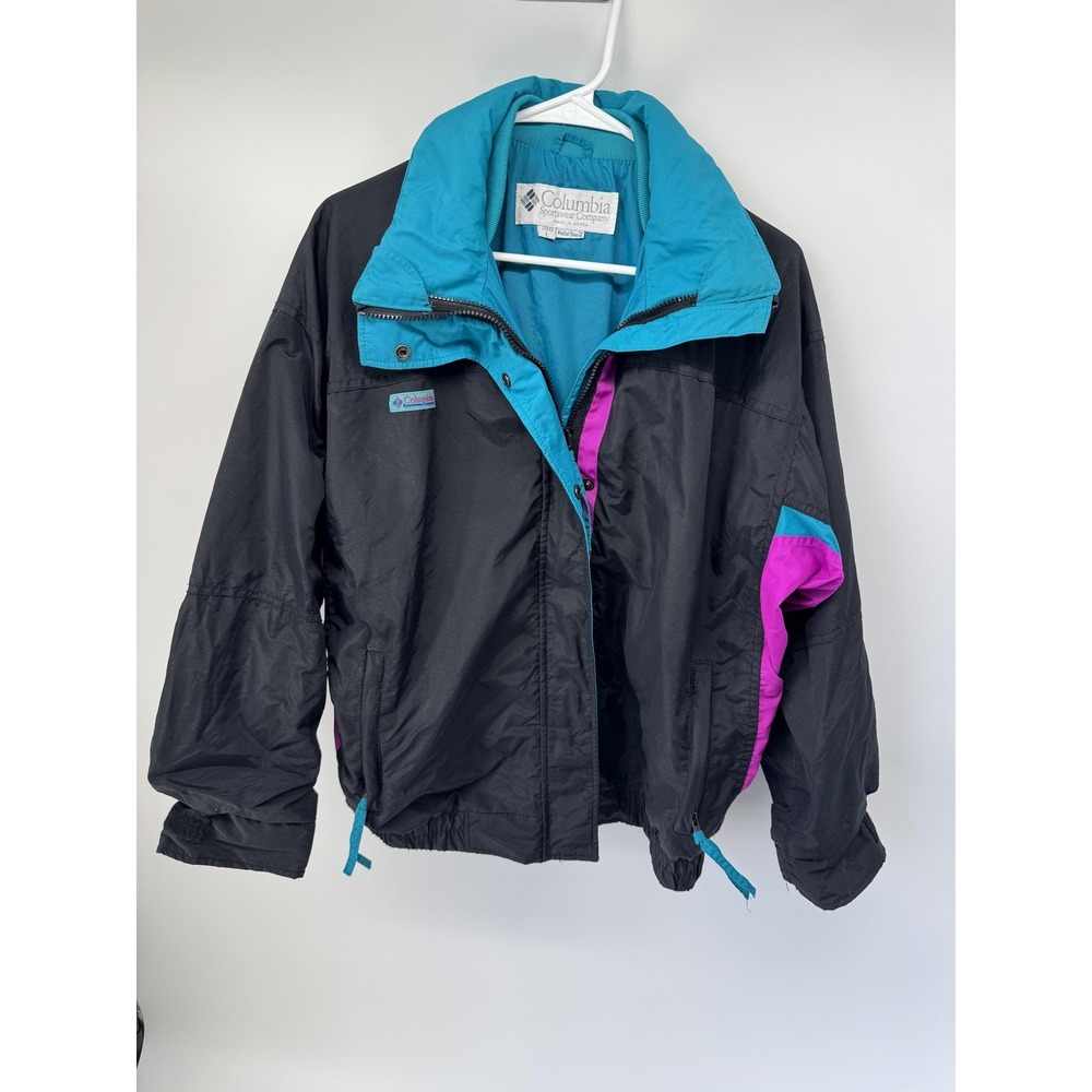 Columbia Bugaboo Vintage 90s Colorblock Jacket Womens Large Teal Pink Black